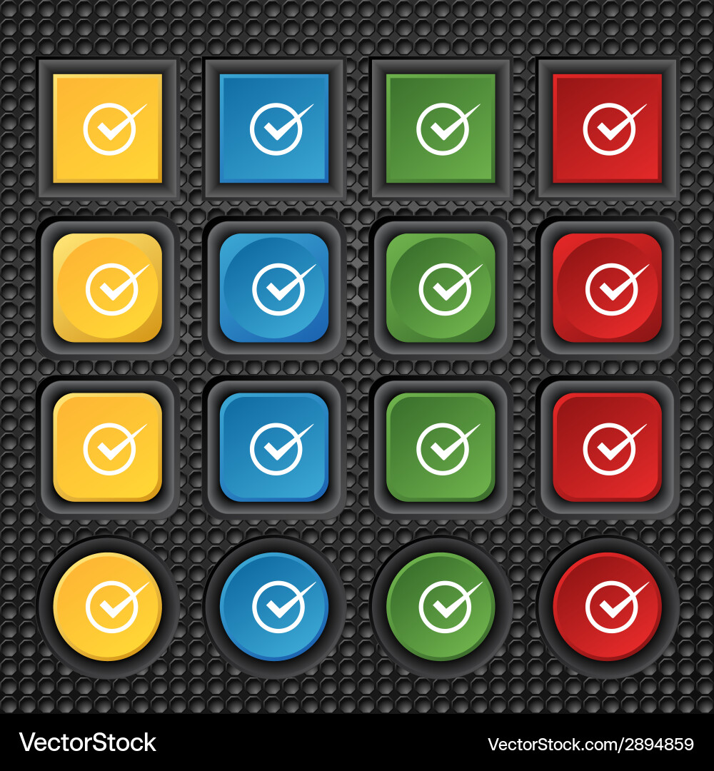 Check mark sign icon checkbox button set color vector image
