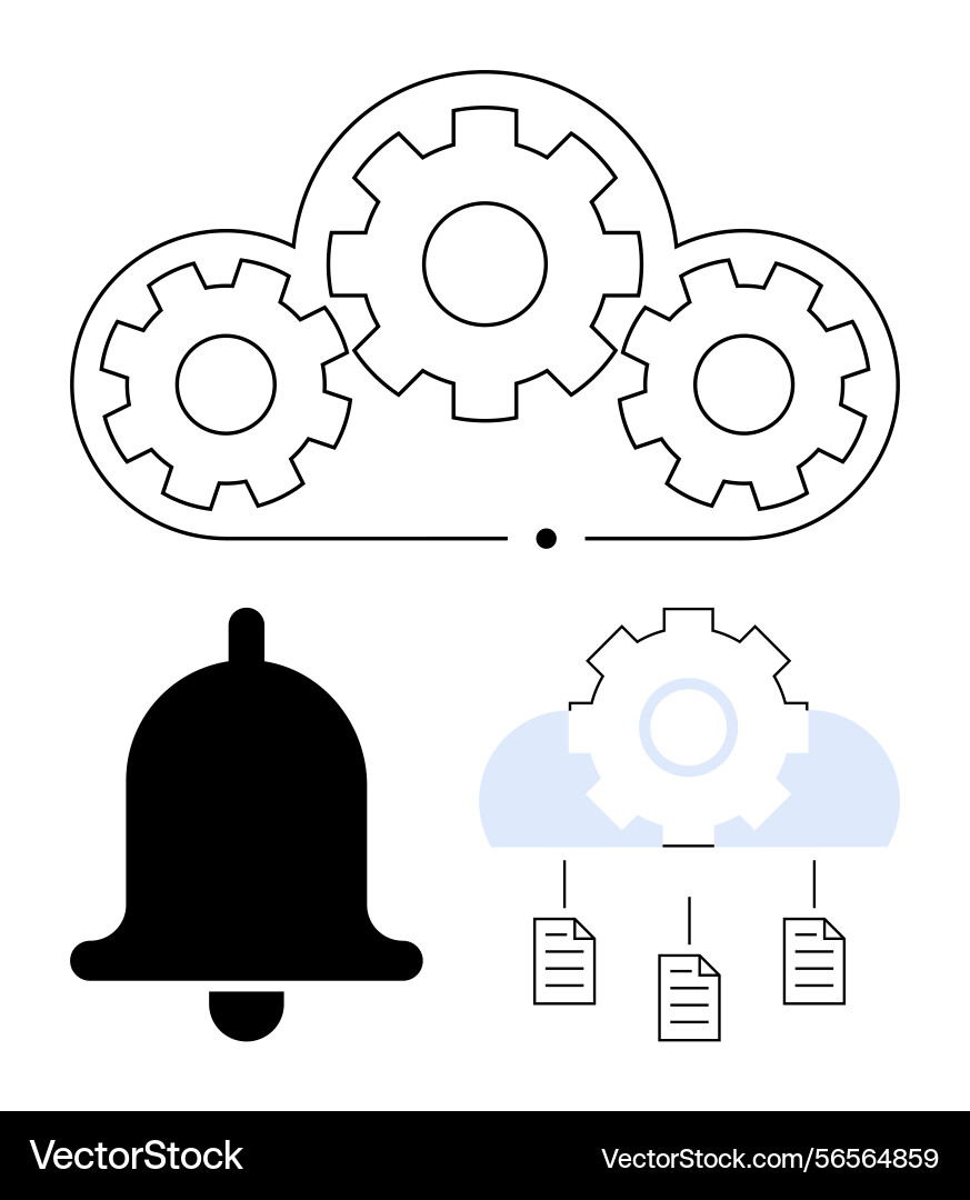 Cloud Computing Automation mit Benachrichtigung Cloud Computing Automation mit Benachrichtigung vektorbild