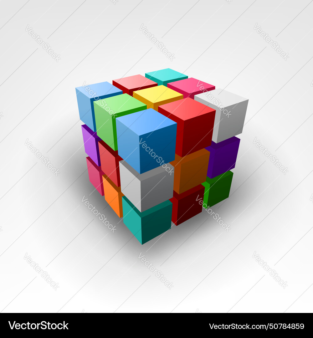 Colorful piece of cube Royalty Free Vector Image