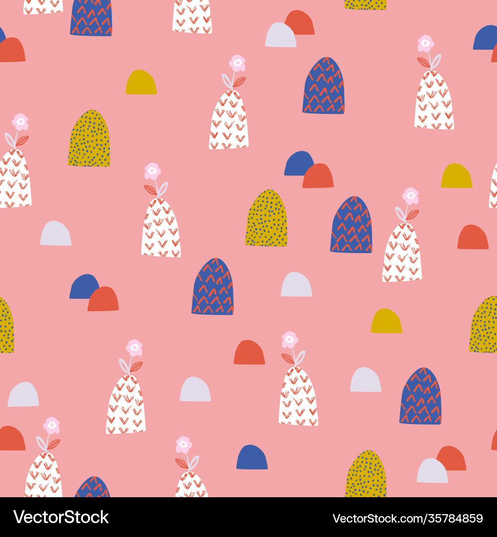 Cute garden seamless patten cartoon blooming vector image