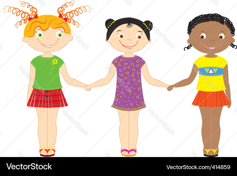 Cute Girls Group Vector Image