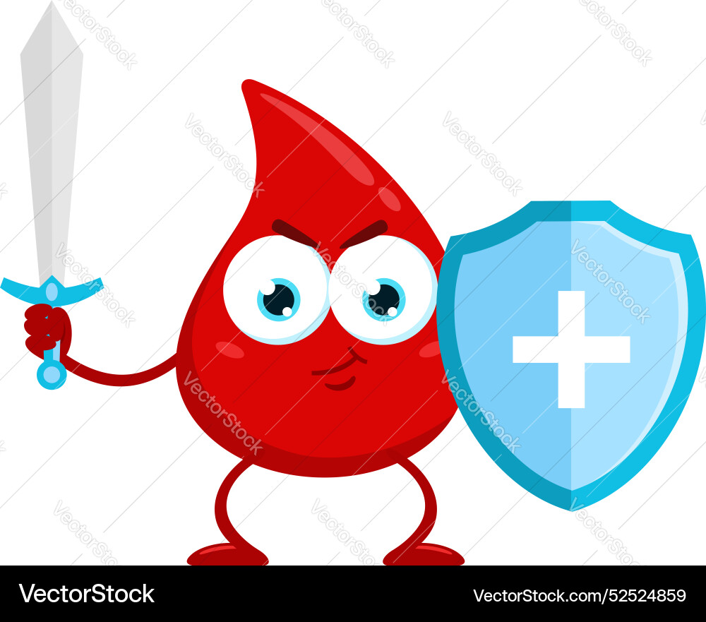 Cute red blood drop cartoon character Cute red blood drop cartoon character vector image