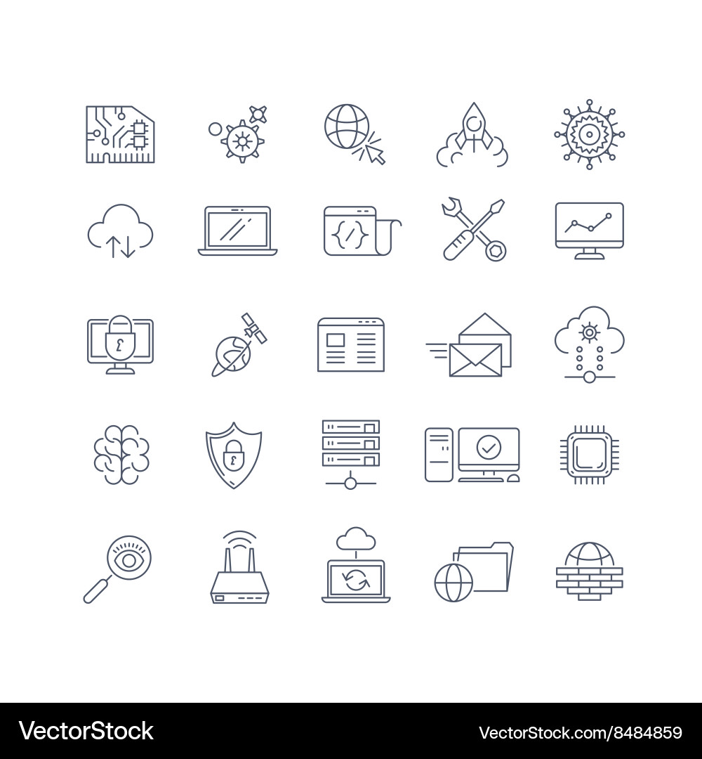 Database analytics and cloud computing line vector image