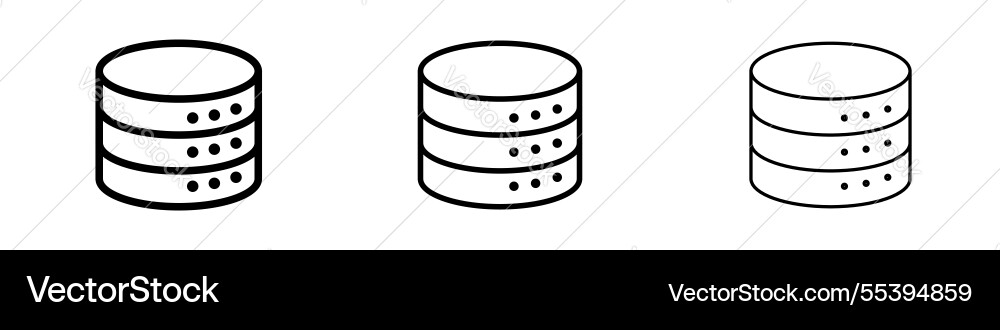 Database icons in three different stroke lines Vector Image