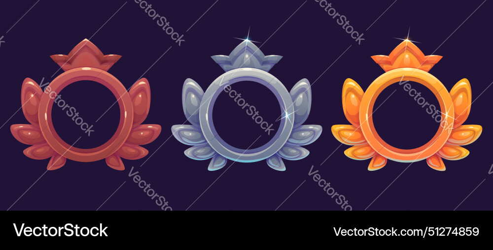 Game rank frames set isolated on background Game rank frames set isolated on background vector image