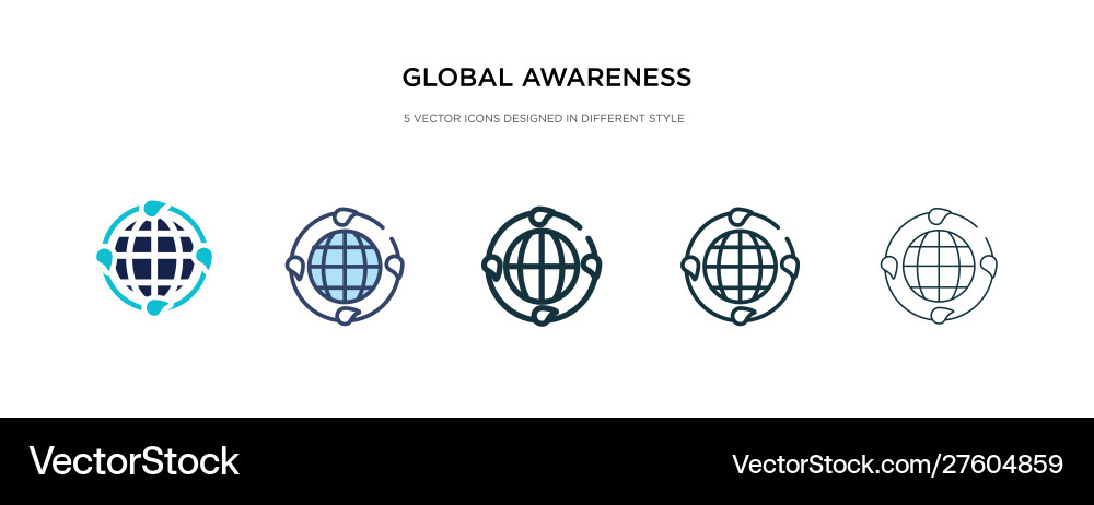Global awareness icon in different style two Vector Image