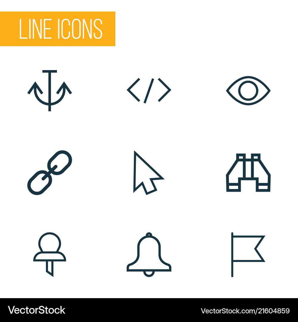 Interface icons line style set with arrow chain Interface icons line style set with arrow chain vector image