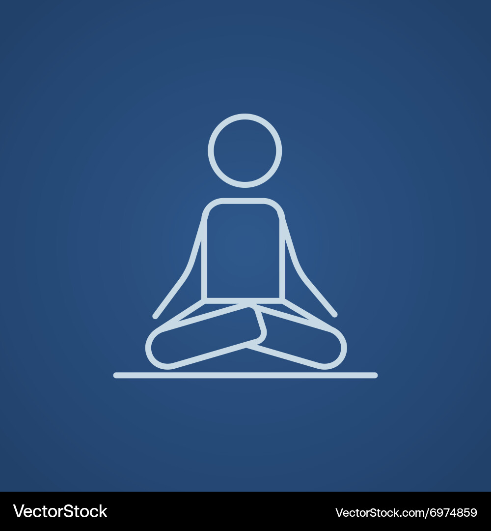 Man meditating in lotus pose line icon Vector Image