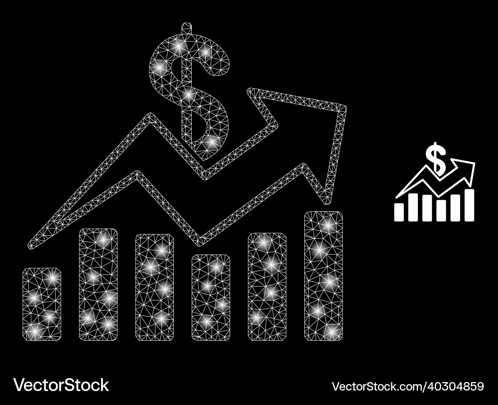 Mesh net sales trend charts with light vector image