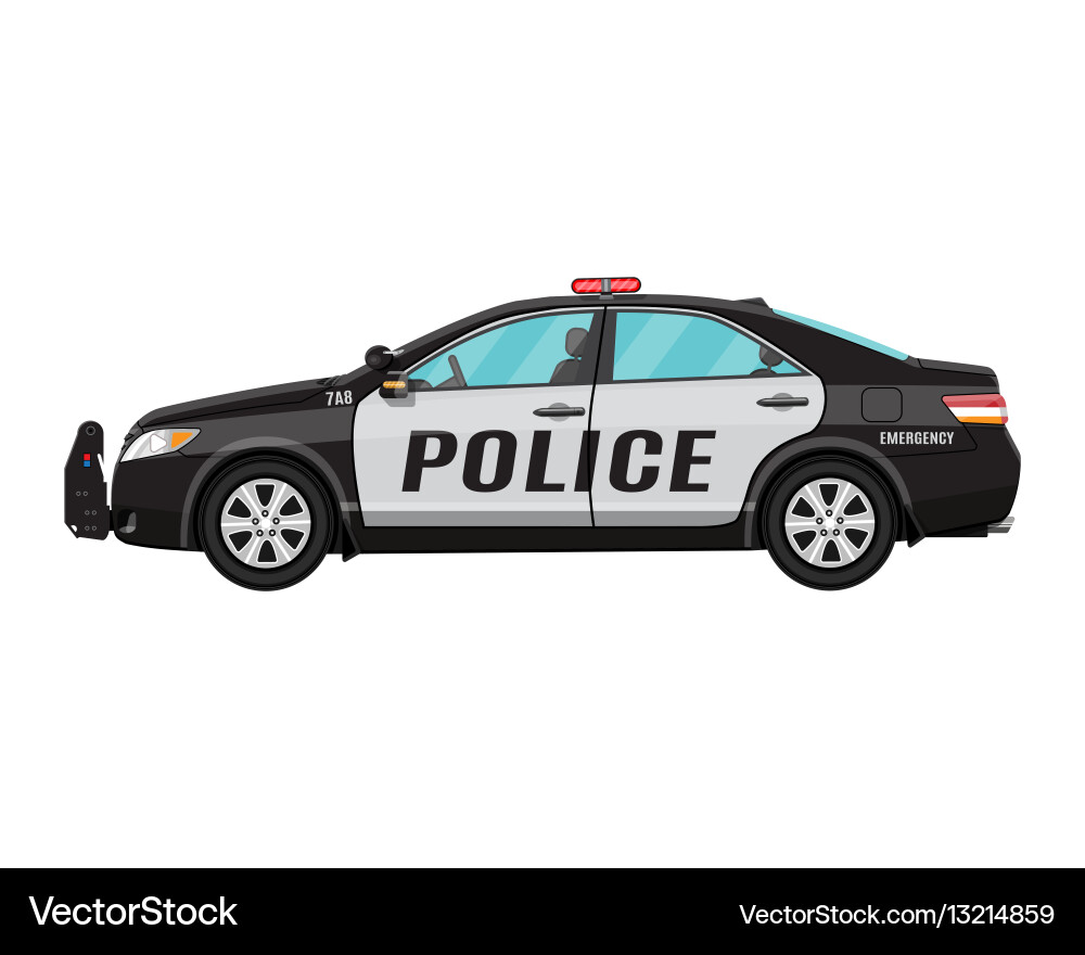 Police Car Side View Vector Image
