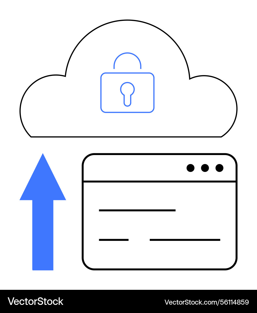 Secure data upload to cloud with locked storage vector image