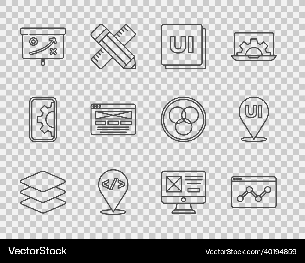 Set line layers website statistic ui or ux Vector Image
