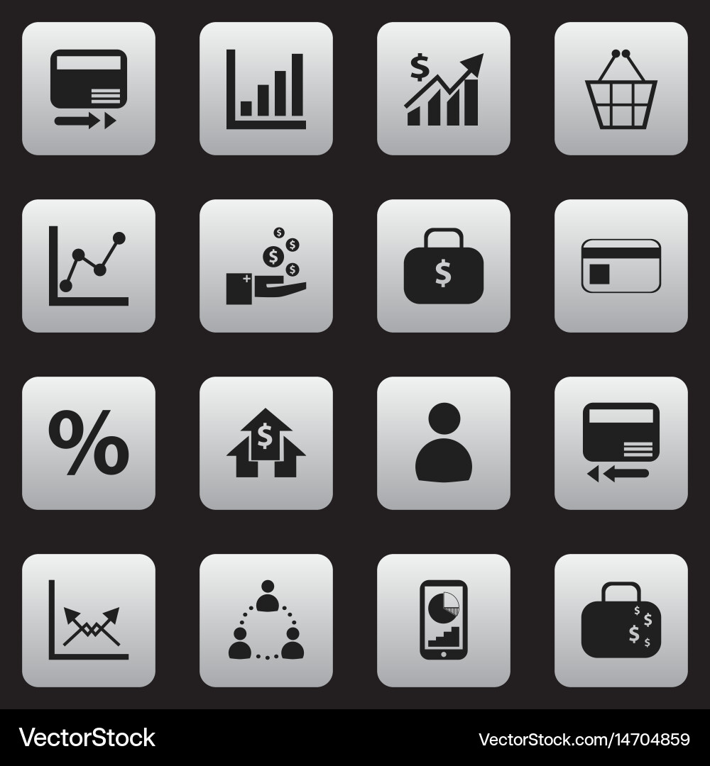 Set of 16 editable statistic icons includes Vector Image