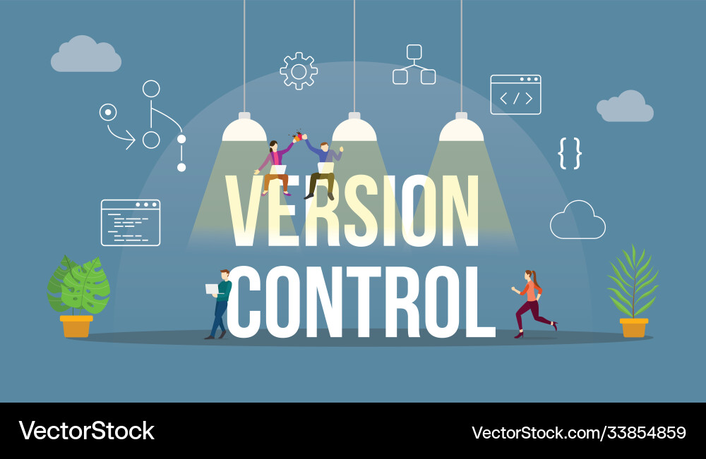 Version control technology git code programming Version control technology git code programming vector image