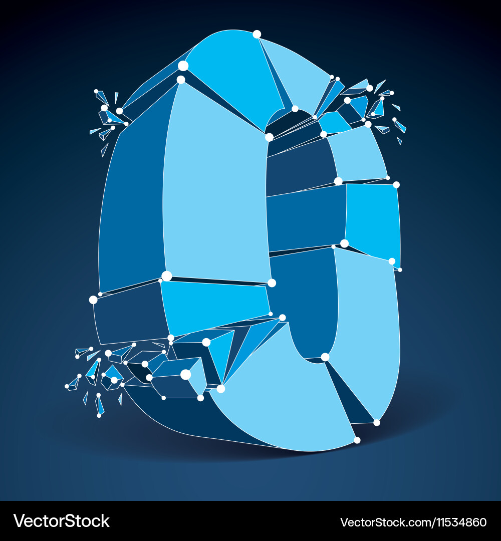 3d digital wireframe zero number broken vector image