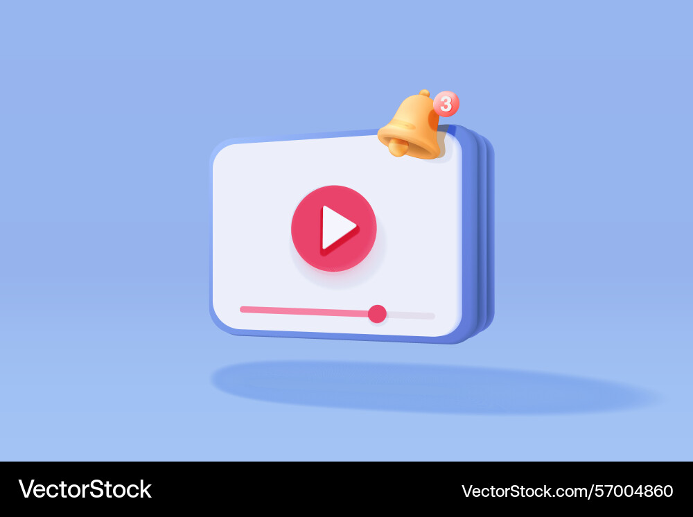 3d subscribe reminder for video notifications 3d subscribe reminder for video notifications vector image