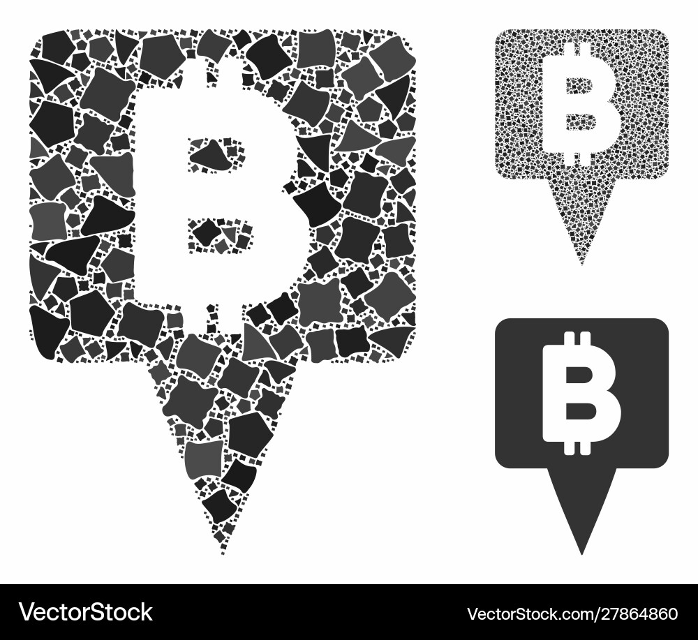 Bitcoin map pointer composition icon rugged Bitcoin map pointer composition icon rugged Vector Image