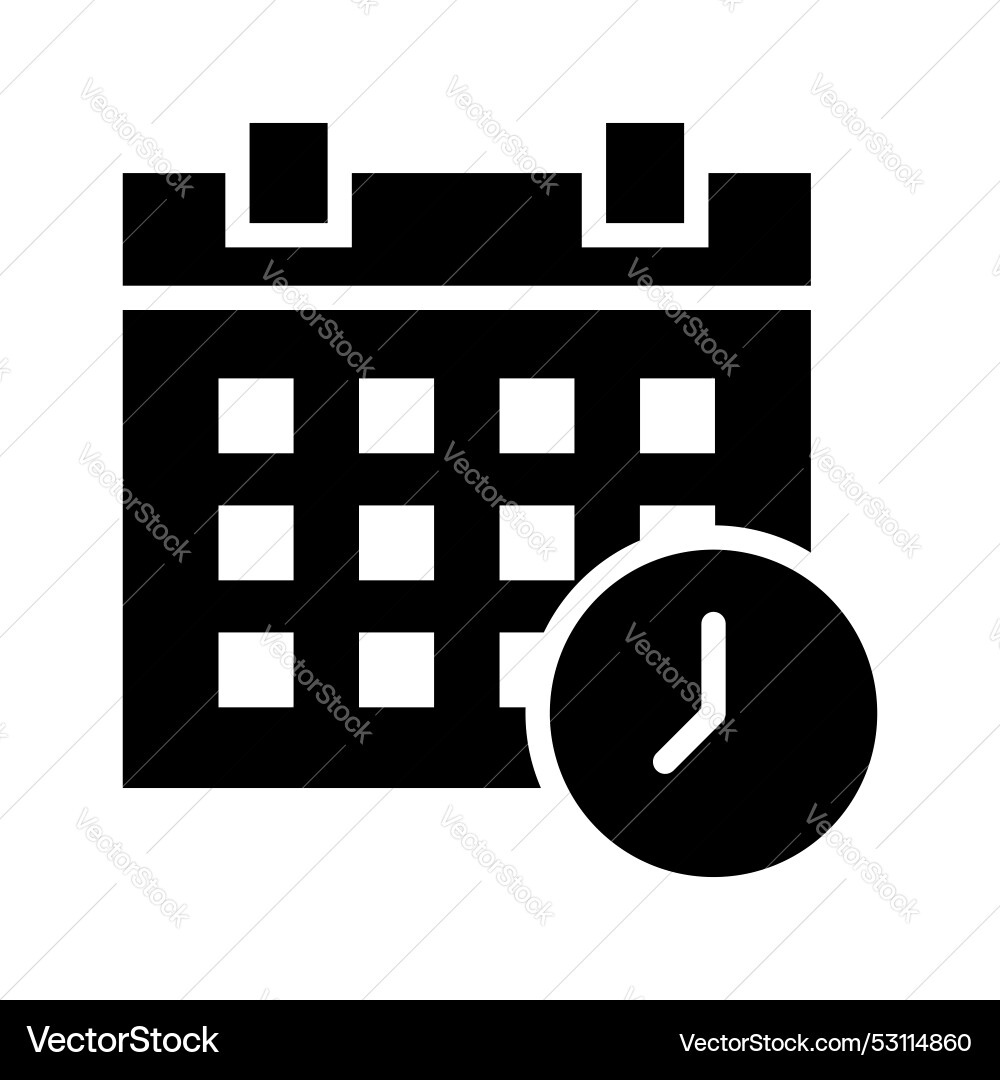 Calendar with clock showing timetable concept Vector Image