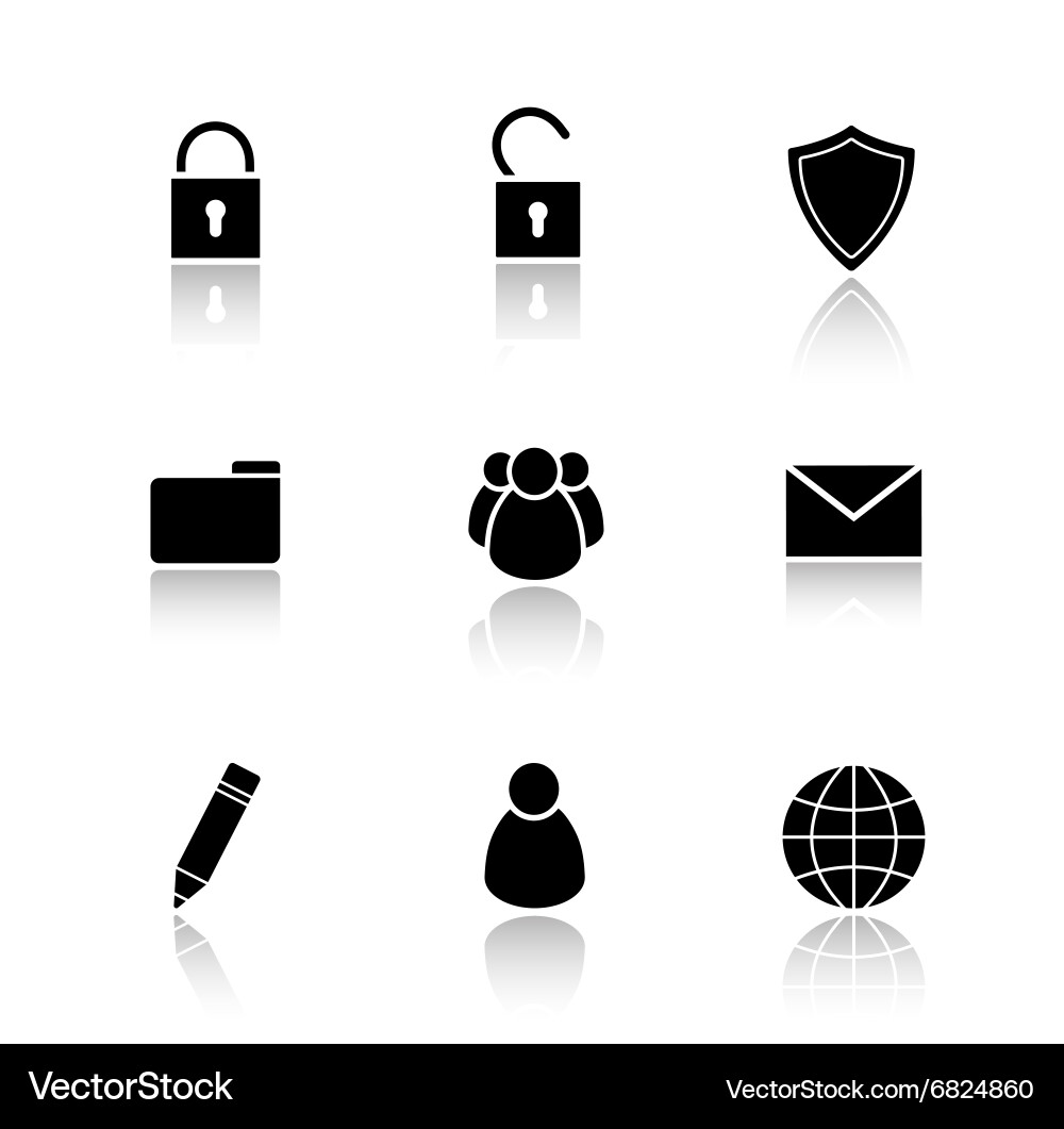 File manager drop shadow icons set vector image