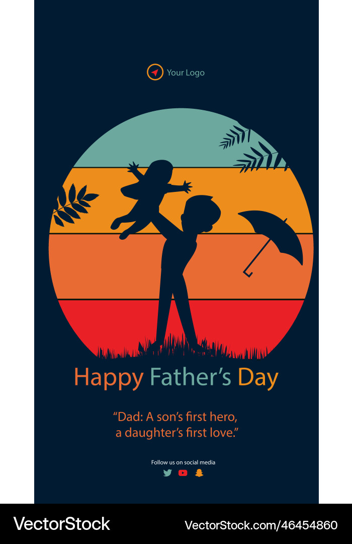 Happy fathers day portrait template Royalty Free Vector