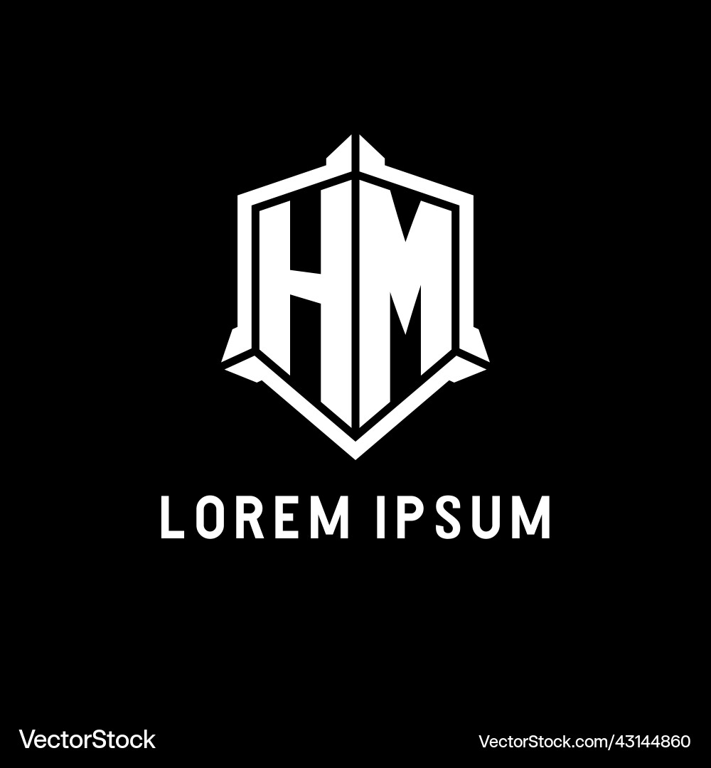 Hm logo initial with shield shape design style Hm logo initial with shield shape design style Vector Image