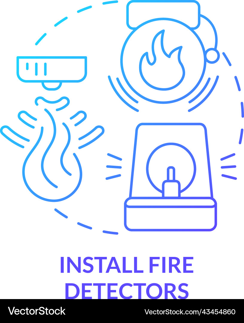 Install fire detectors blue gradient concept icon Vector Image