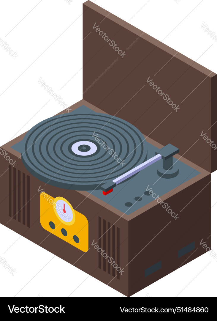 Isometric retro record player Isometric retro record player vector image