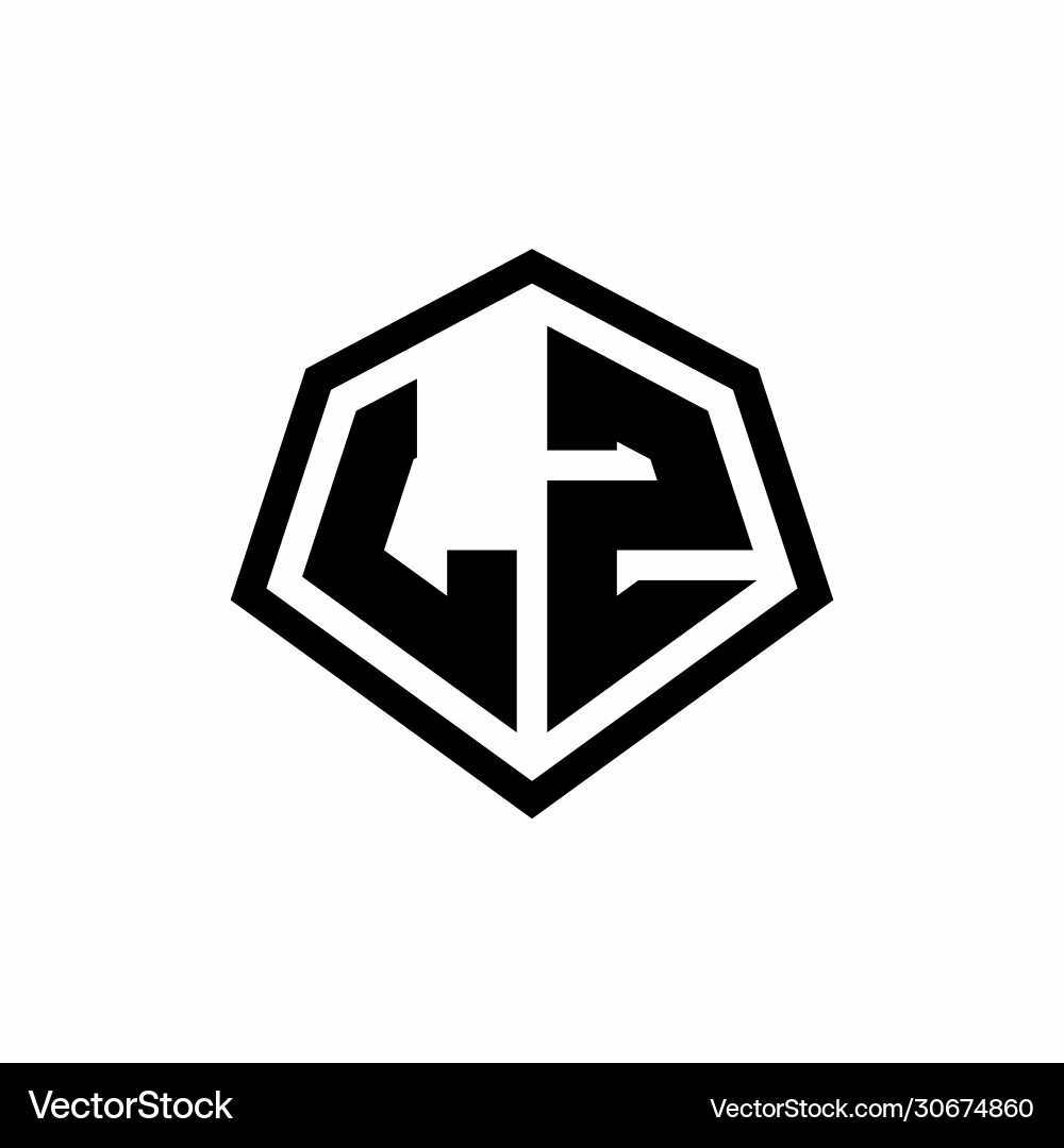 Lz monogram logo with hexagon shape and line Lz monogram logo with hexagon shape and line Vector Image