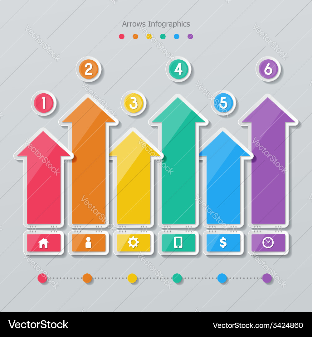 Paper Arrows with Number Buttons vector image