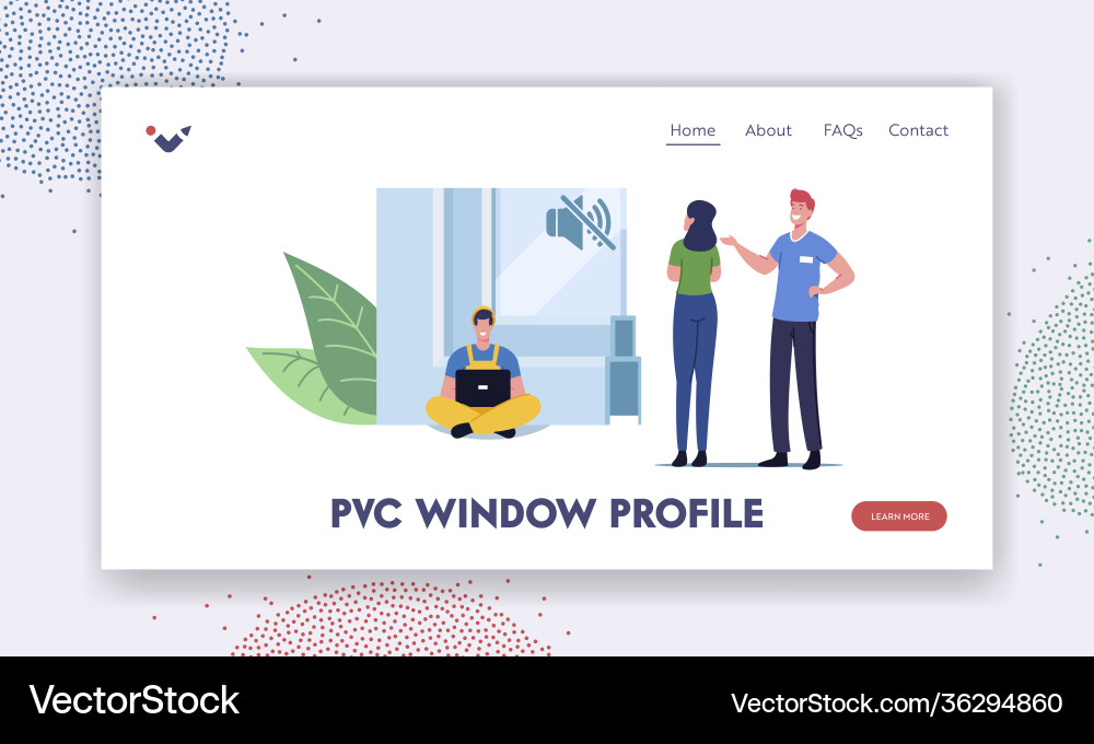 Pvs window profile landing page template tiny Pvs window profile landing page template tiny vector image