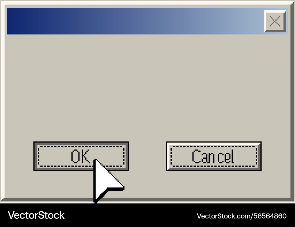 Retro computer window with cursor clicking ok Retro computer window with cursor clicking ok vector image