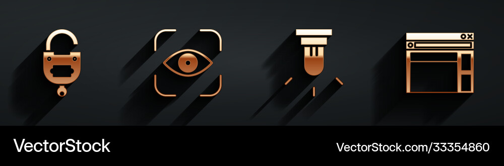 Set lock and key eye scan motion sensor vector image