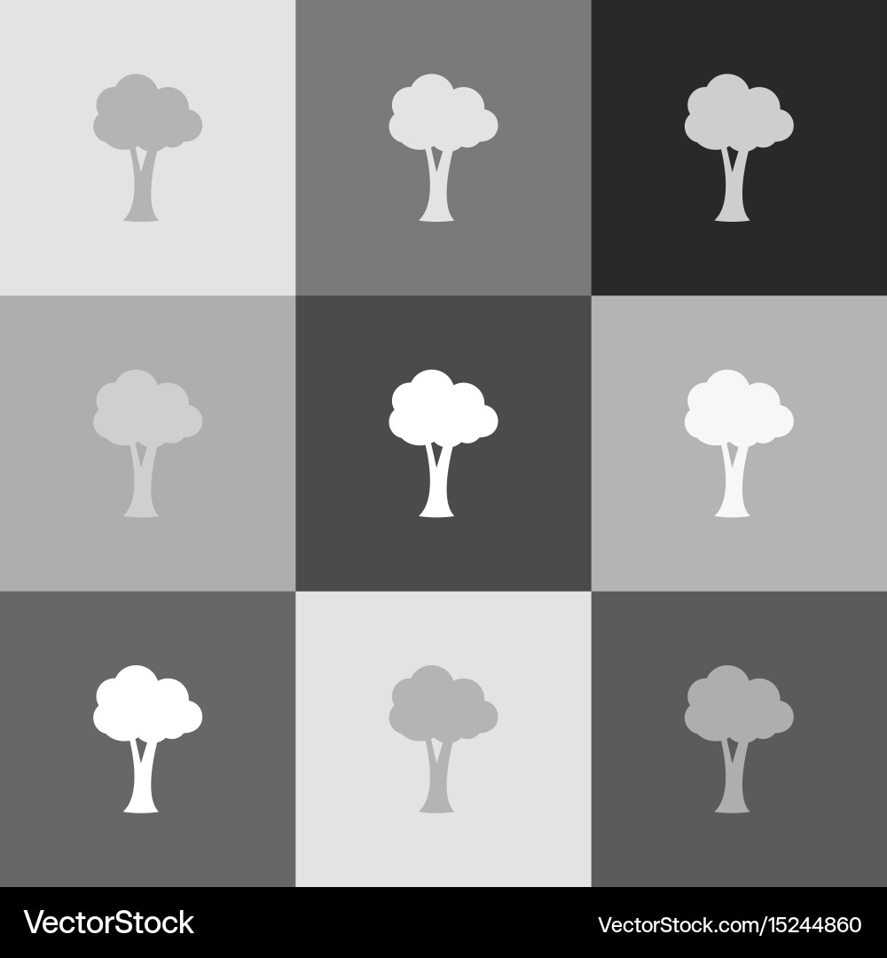 Tree sign grayscale version Vector Image