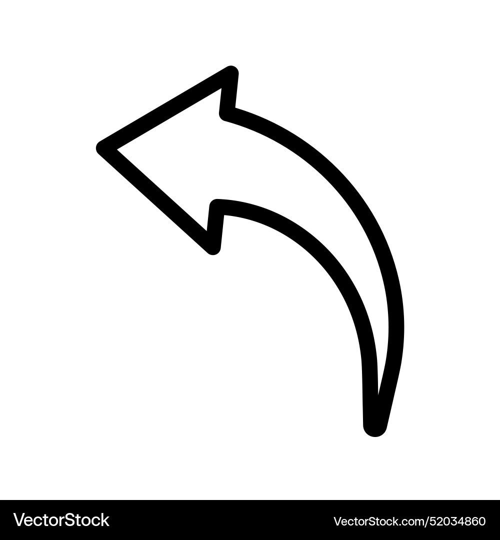 Undo arrow sign linear logo mark in black Vector Image