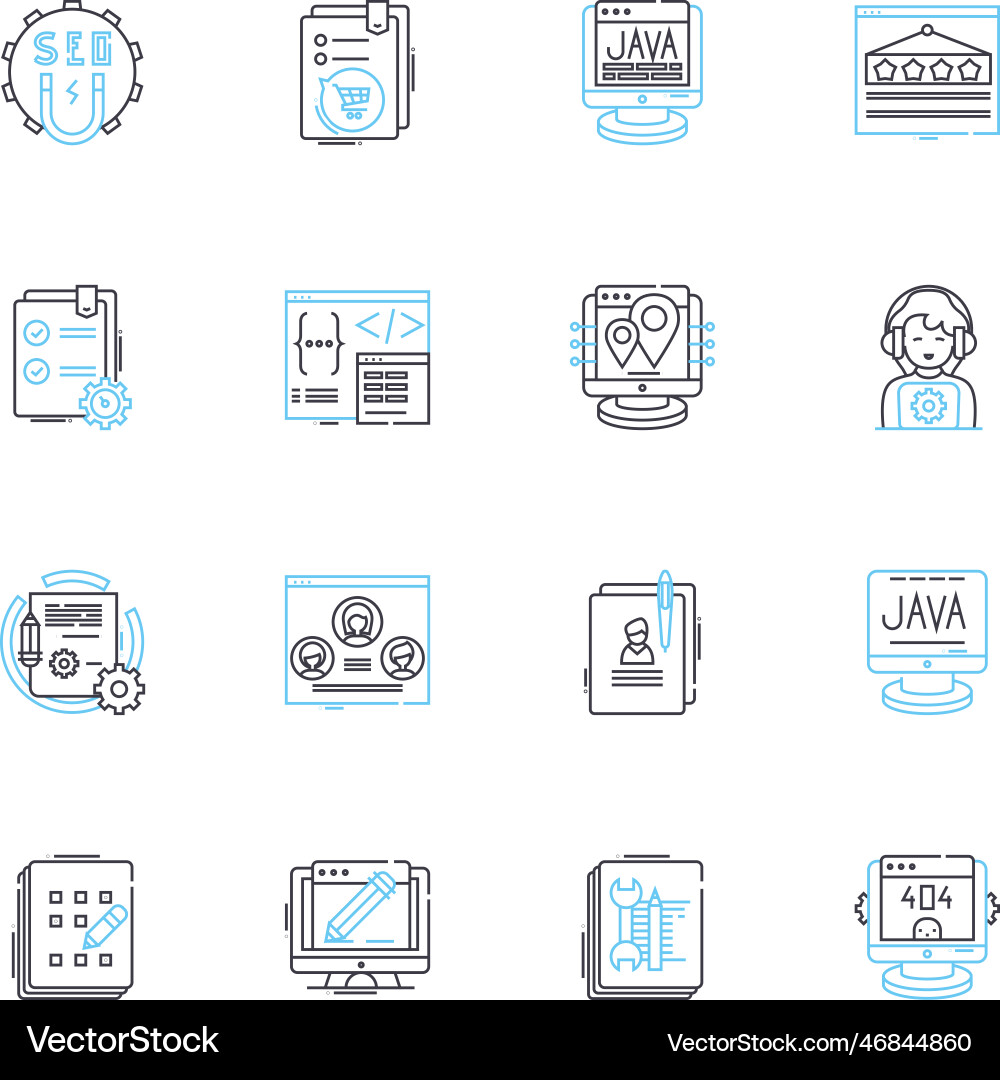 Web design linear icons set typography layout Web design linear icons set typography layout vector image