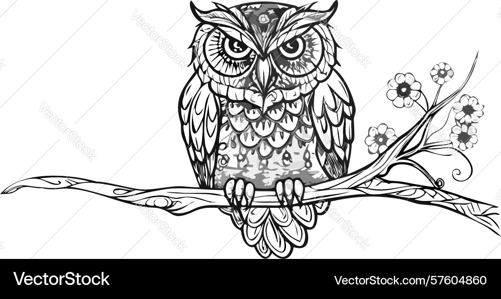 Wise owl perched on a branch design generative ai Vector Image