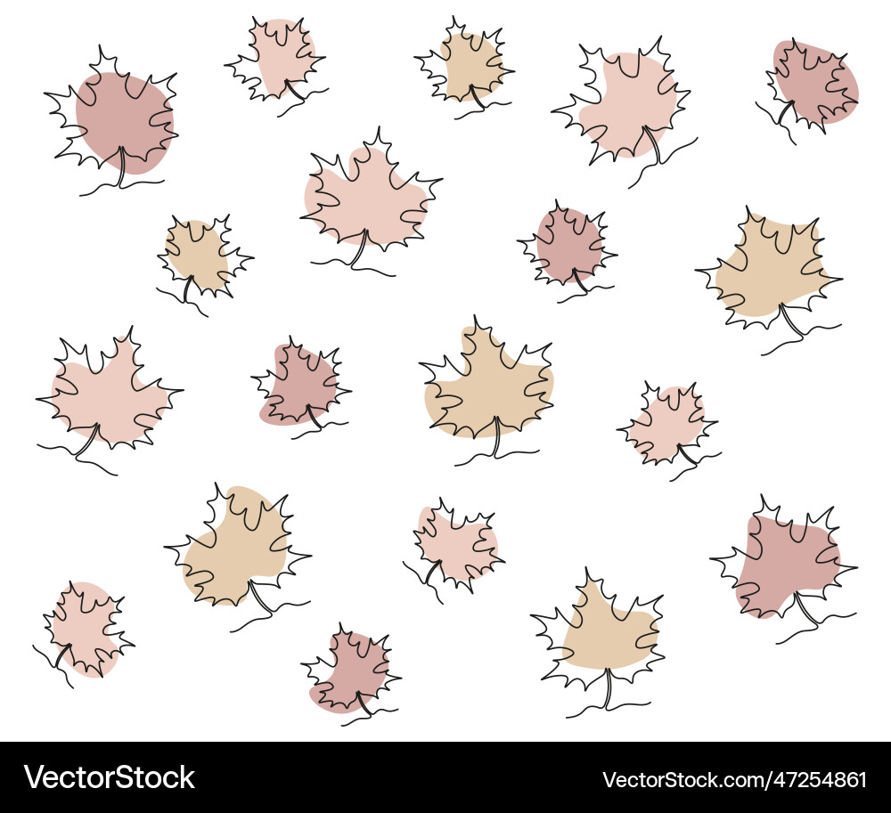 Abstract maple leaf pattern continuous one line vector image