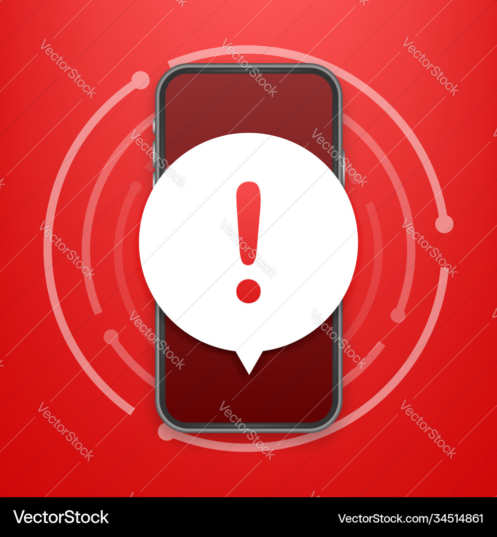 Alert message mobile notification danger error Alert message mobile notification danger error vector image