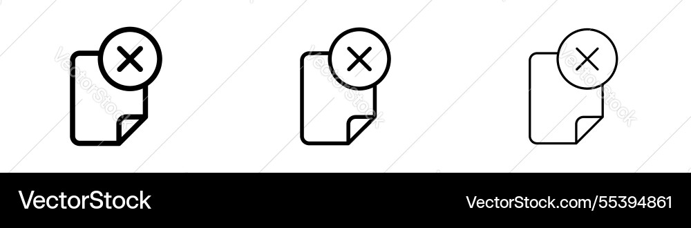 Delete document icons in three different stroke Delete document icons in three different stroke vector image
