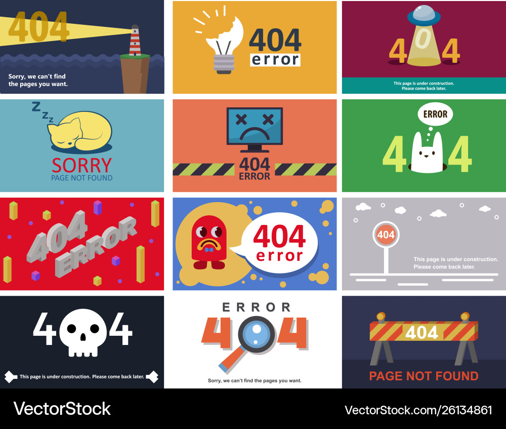 Error 404 page internet problem or web Error 404 page internet problem or web Vector Image