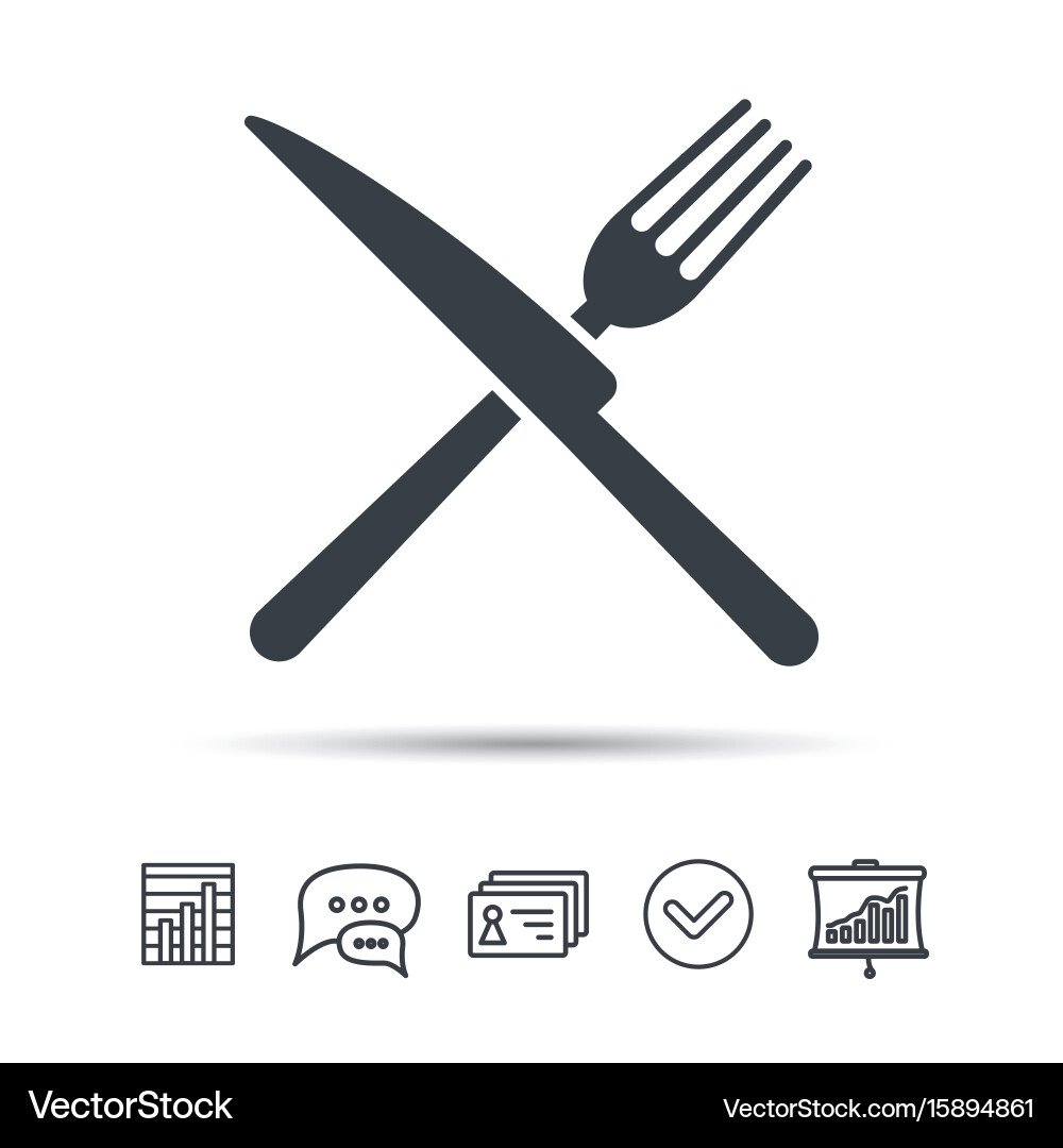 Fork and Knife Icons - Cutlery Set Vector Image