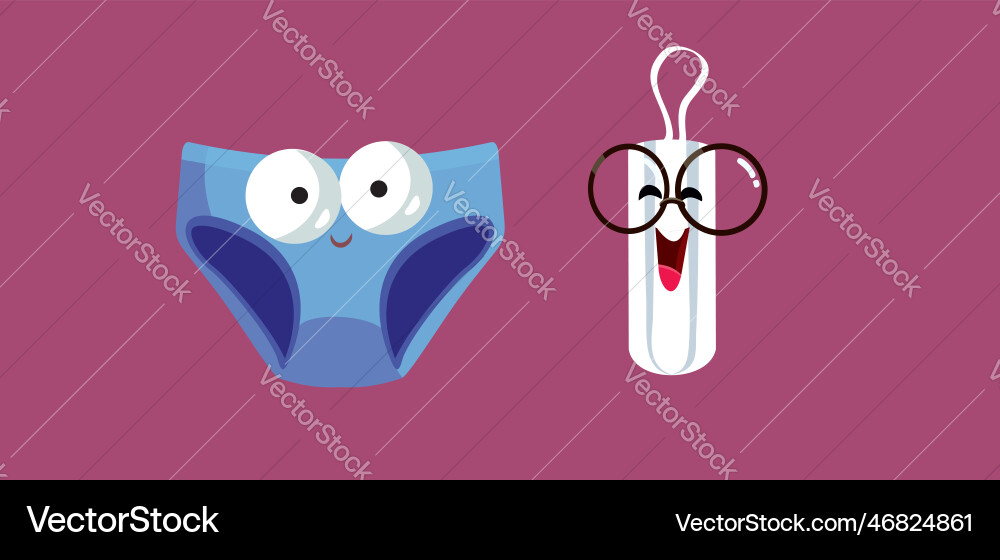 Funny cartoon period panties and menstruation Funny cartoon period panties and menstruation vector image