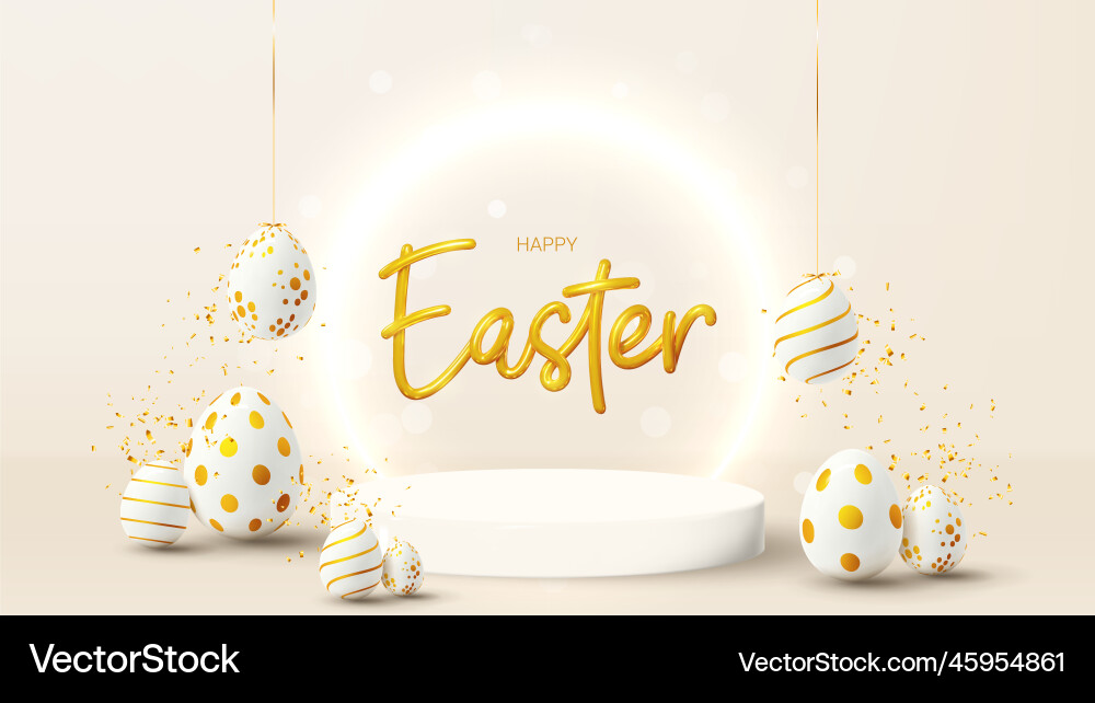 Golden Easter Celebration Card vector image