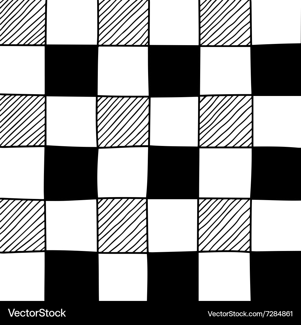 Hand drawn abstract chessboard pattern Vector Image