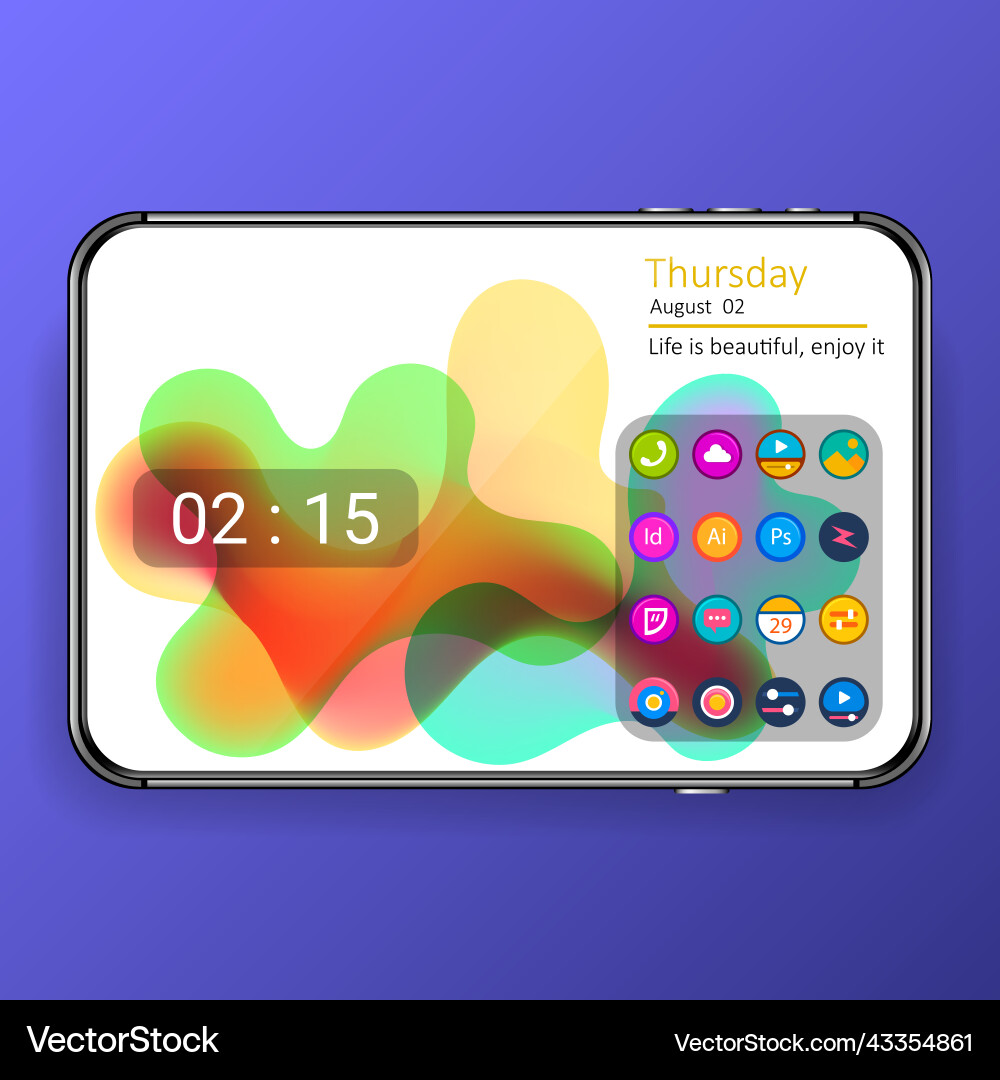 Home screen mobile application user interface vector image