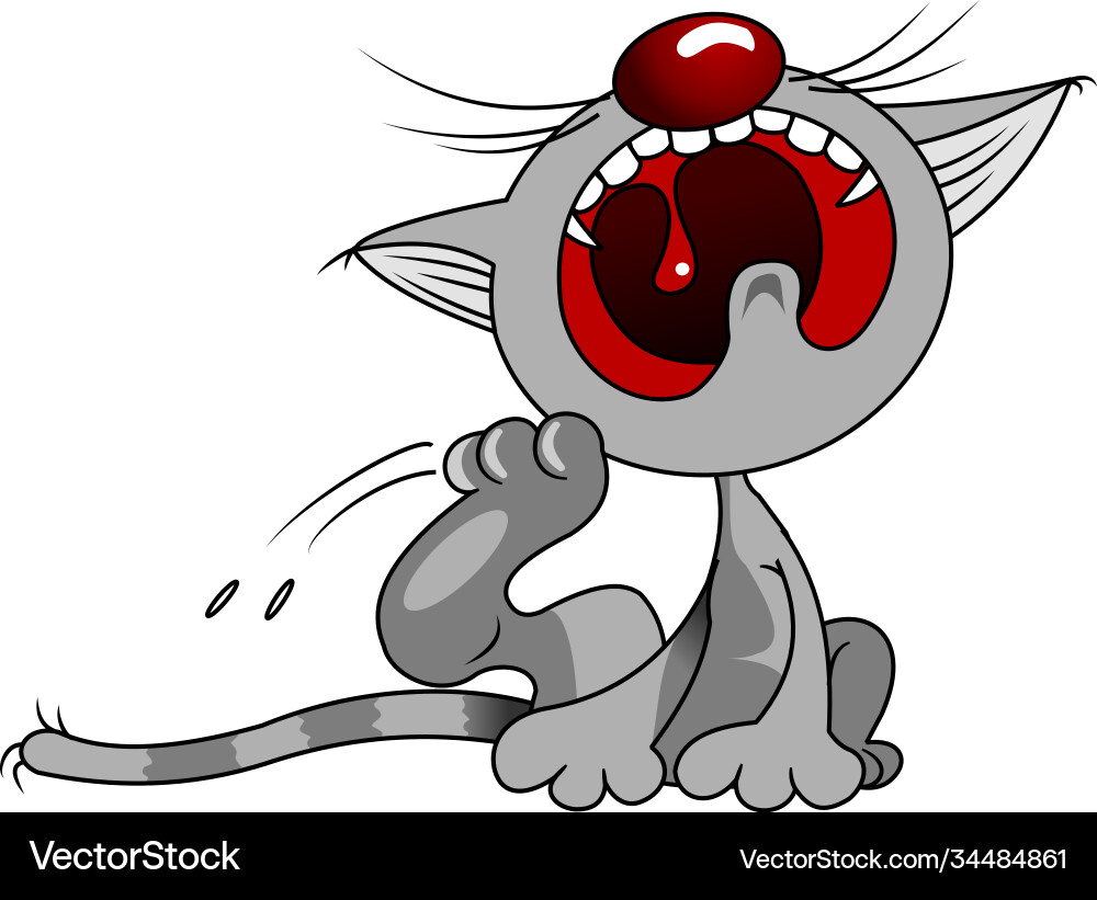 Lazy Gray Cat Scratching vector image