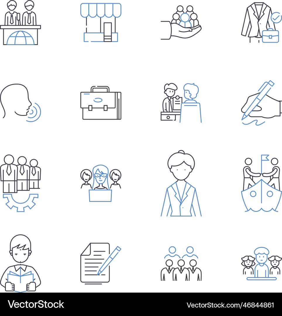 Objective line icons collection ambition target Vector Image
