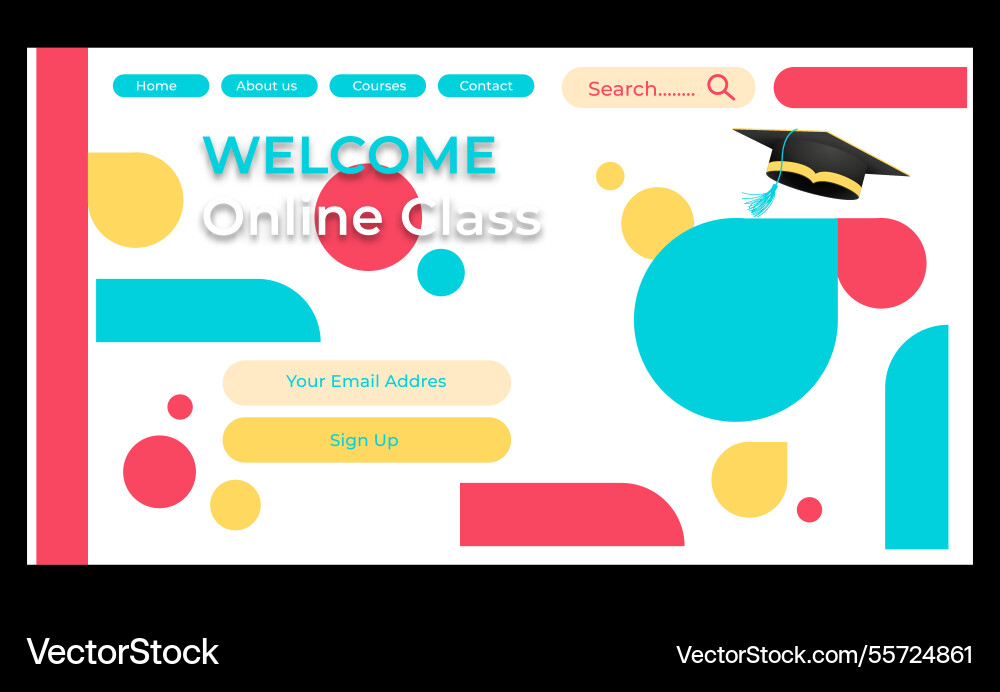 Online class website template colorful background Vector Image