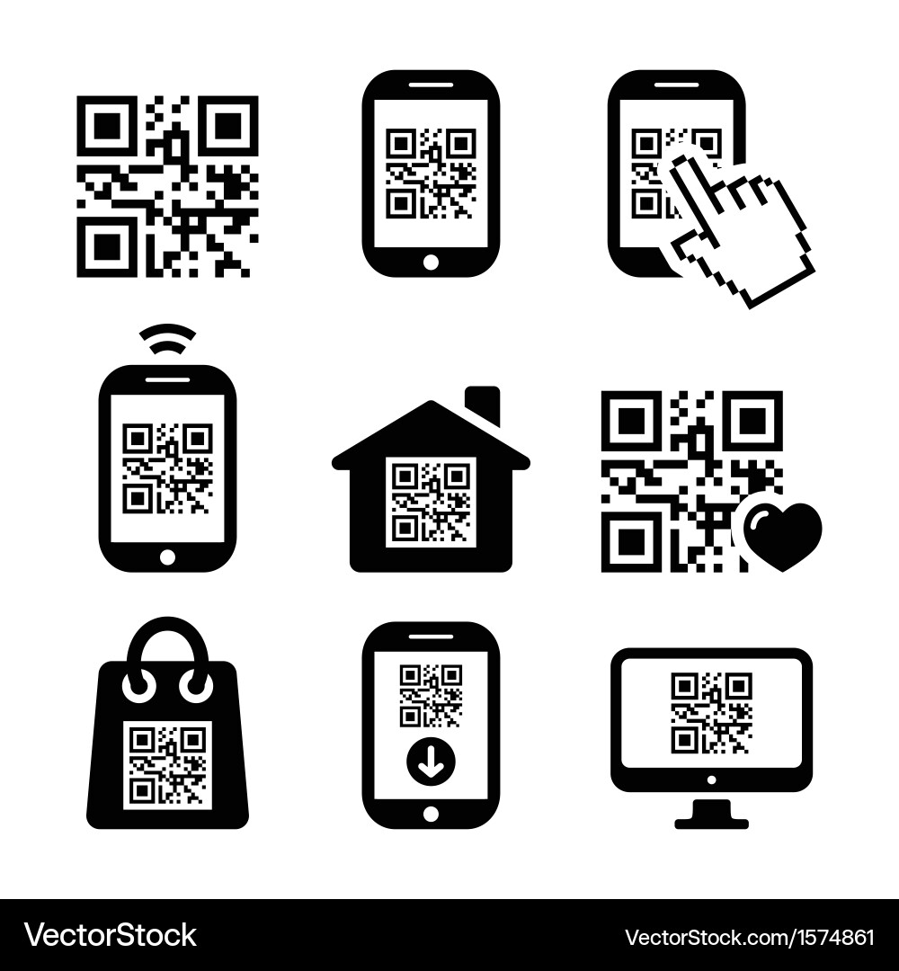 QR Code Smartphone Icons Set vector image