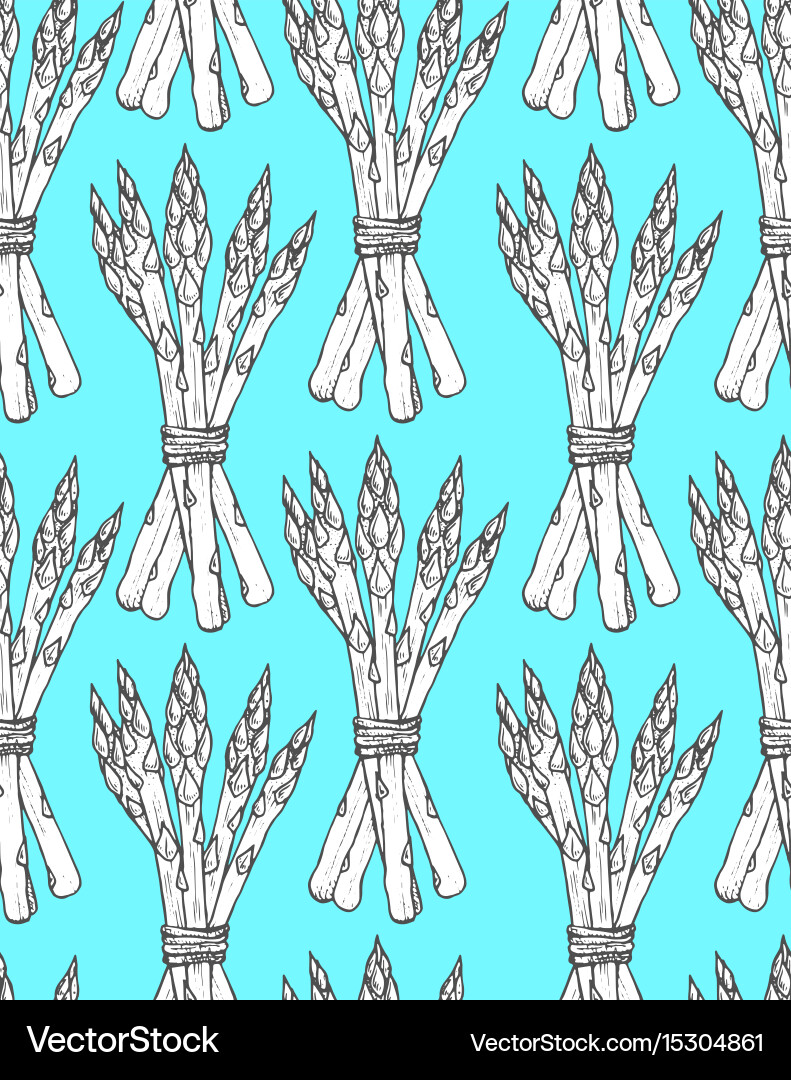 Seamless pattern with sketch style asparagus bunch vector image